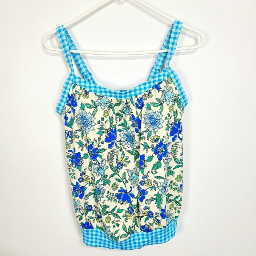 Lands' End | NWT Floral Tankini Top Blue Size 6DD